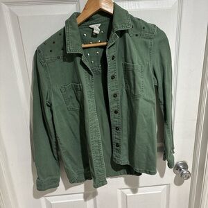 Forever 21 Green Studded Shirt Jacket